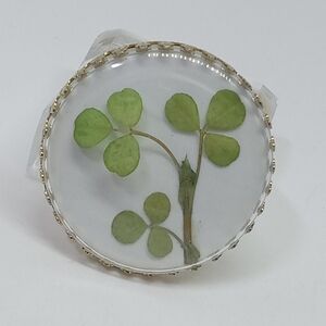 Elegant Gold and Green Botanical Brooch